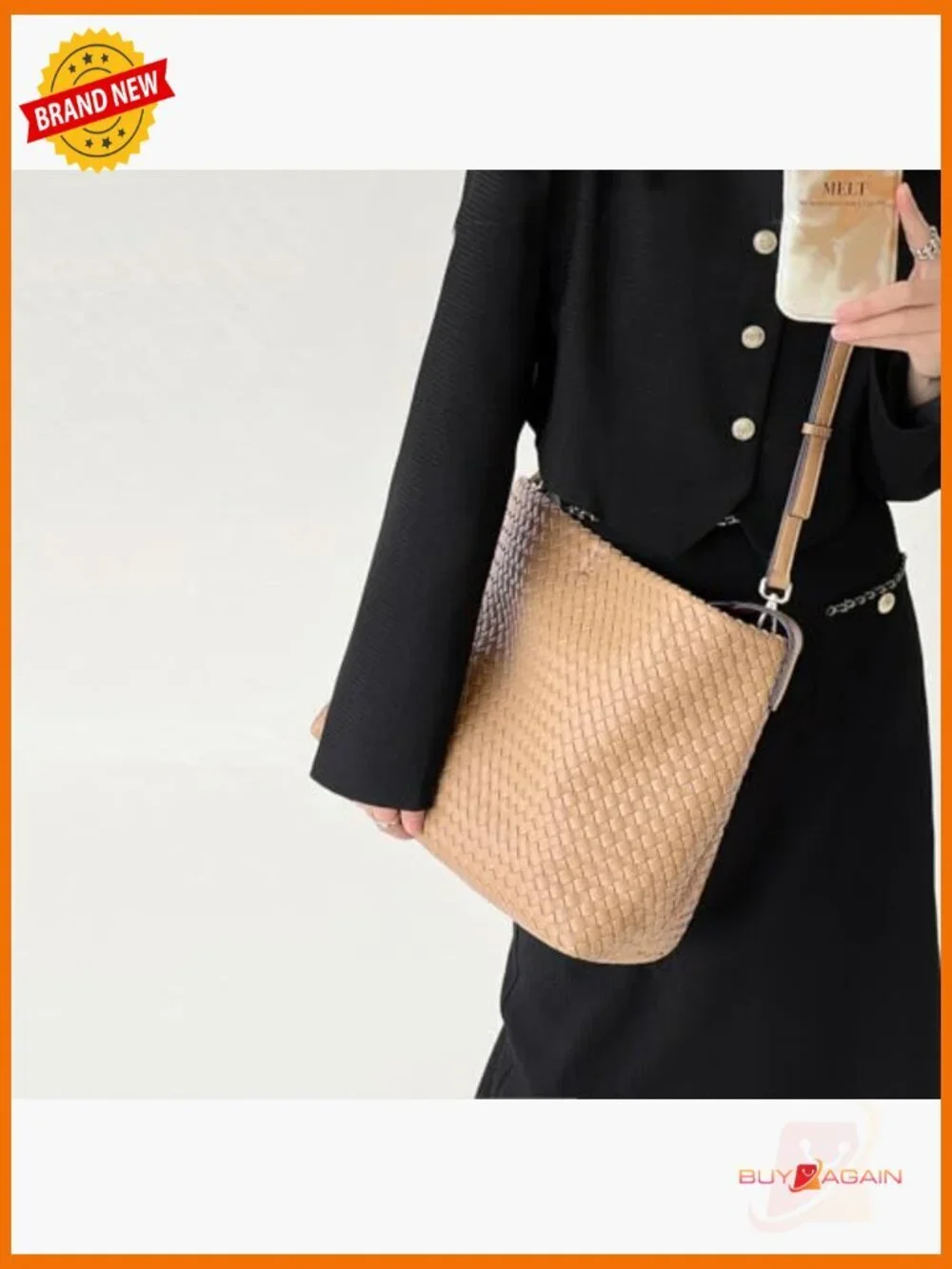 Woven Hobo Tote Shoulder Crossbody Bag Vegan Leather Handbag
